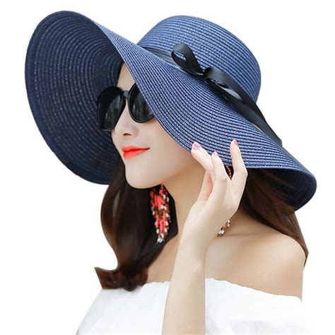 Women's Beach Hat Foldable UV Protection Floppy Beach Cap Beach Sun Hat ...