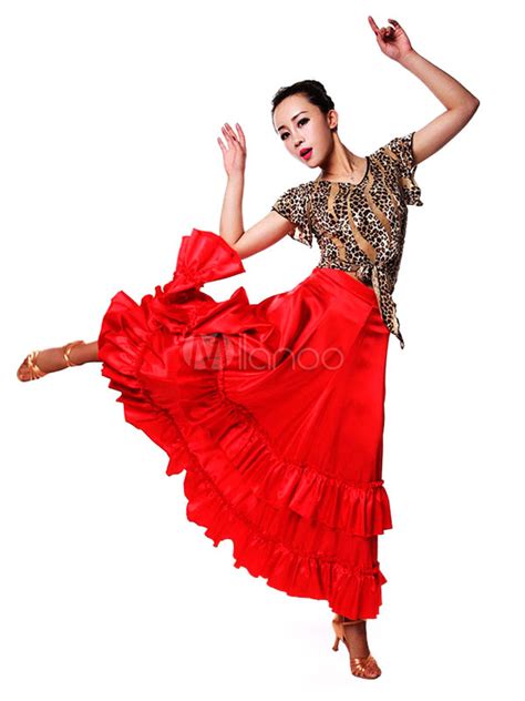 Paso Doble Dance Costume Women Flamenco Skirt Red Ruffles Spanish ...