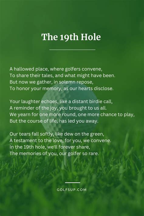 Golf Funeral Poems: Honoring the Memory of Golf Lovers