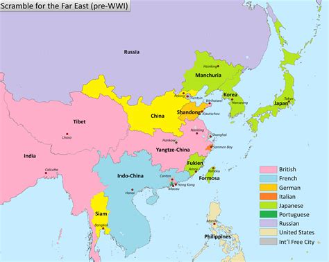 Great powers scrambled for the Far East (pre-WWI), based on sphere of influence. : r/MapPorn