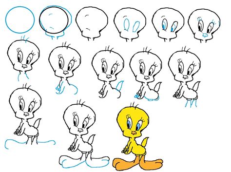 how to draw simple | How to draw tweety bird face and body easy free ...