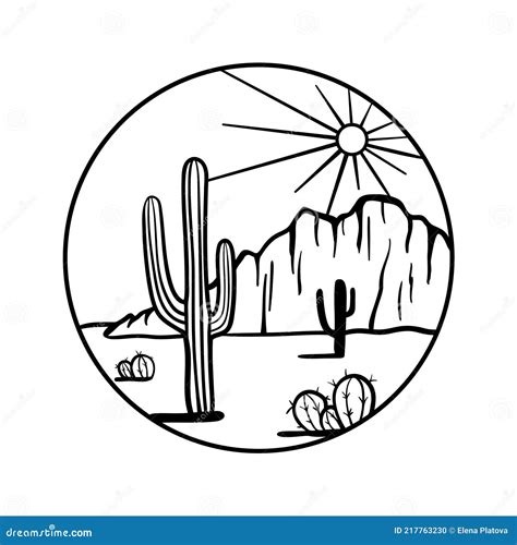 Desert Scene Clipart Black And White