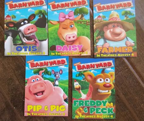 2006 NICKELODEON BARNYARD Movie 5 Card Set Otis Daisy Farmer Pip Pig ...