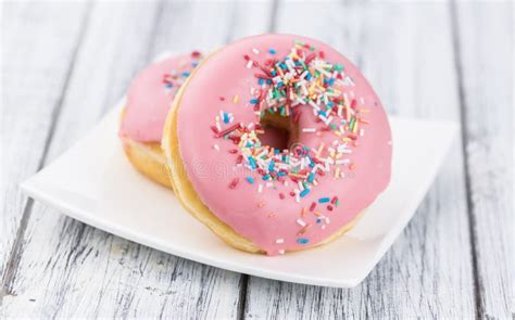 Pink Glazed Donuts Close-up Shot Stock Photo - Image of doughnut, food ...