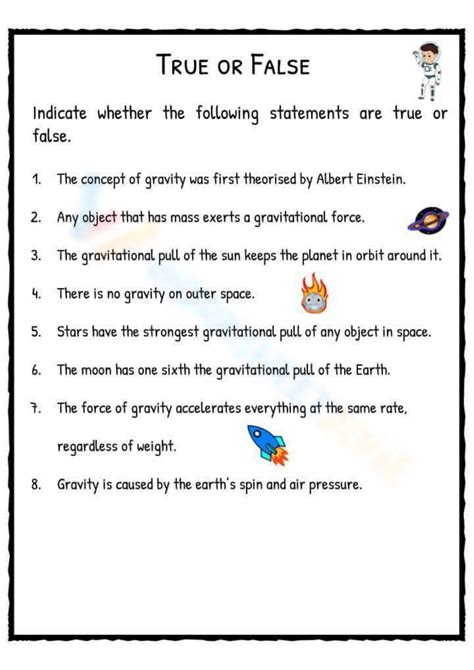 Free Printable Gravity Worksheets For Teaching & Learning