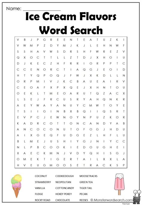 Ice cream flavors word search – Artofit