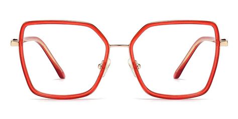 Minda - Square Red Glasses for Women