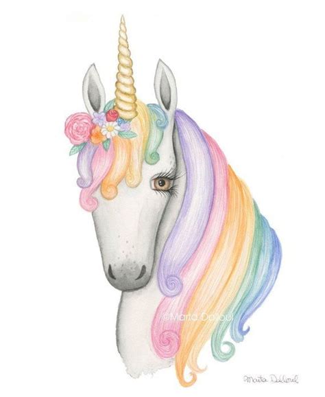 Rainbow Unicorn Wall Art Print. Girl Nursery Art. Pastel - Etsy ...