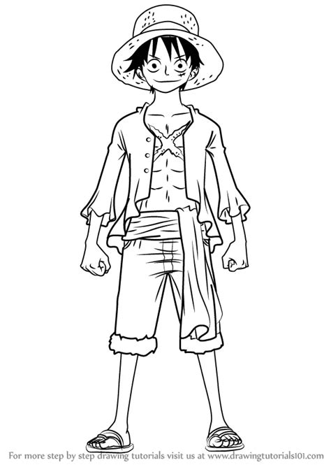 How to Draw Monkey D. Luffy Full Body from One Piece (One Piece) Step ...