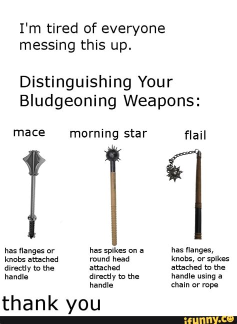 I'm tired of everyone messing this up. Distinguishing Your Bludgeoning Weapons: mace morning ...