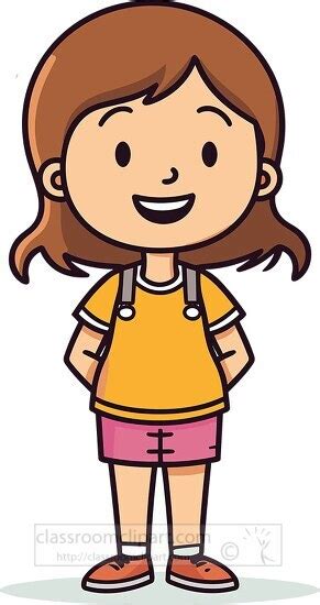 Children Kids Clipart-cute happy girl wit arms behind her back