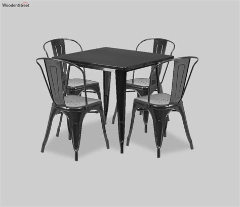 Buy Metal Industrial Dining Table Set with 4 Chairs (Black) Online in India at Best Price ...