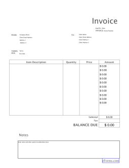 Free Blank Invoice Templates (30) - PDF – eForms