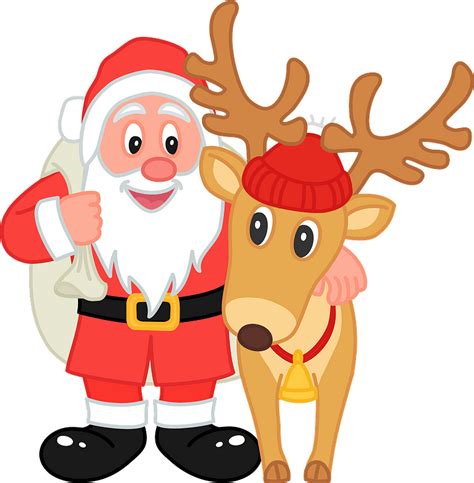 Santa Reindeer Clipart Free | Free | Santa and reindeer, Free - Clip Art Library