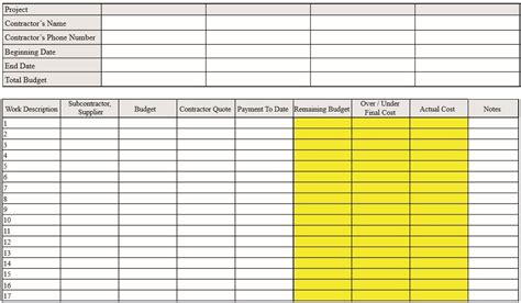 Home Renovation Budget Template Excel - BEST HOME DESIGN IDEAS