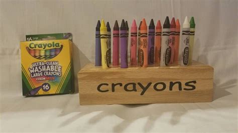 Crayon storage organizer Solid Oak Holds 16 by sawdustandpixels