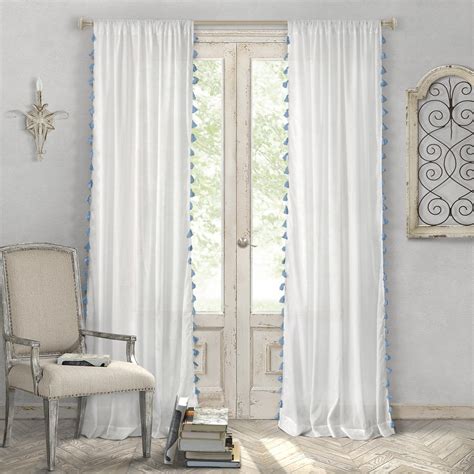 Bianca Semi-Sheer 100% Cotton Window Curtain with Tassels - Clearance | Elrene home fashions ...