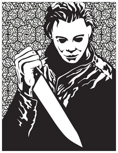 Horror michael myers - Halloween Adult Coloring Pages