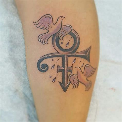 Vibrant Prince Tribute Tattoo on Calf