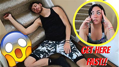 FALLING DOWN THE STAIRS PRANK! *Cute Reaction* - YouTube