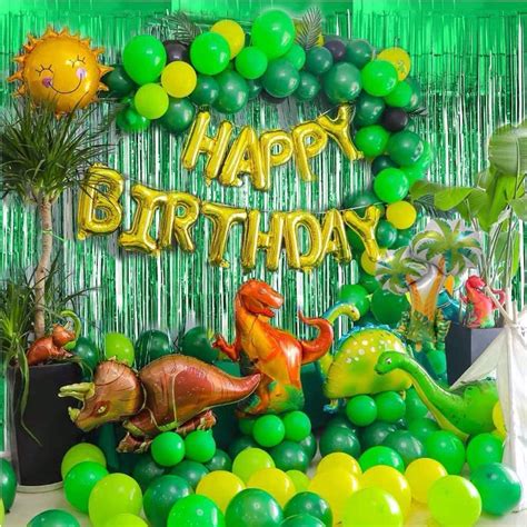 Dinosaur Decorations Set for Birthday Party, Jurassic Park Jungle Themed Balloons Garland Kit ...