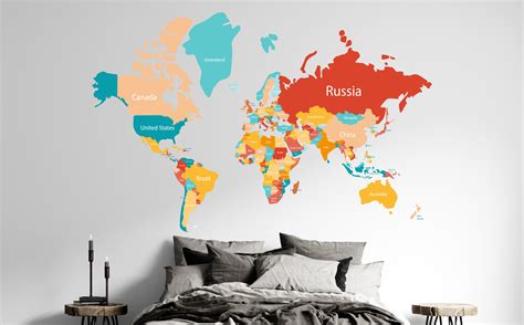 World Map Wall Decal World Map Wall Sticker World Map Wall | Etsy