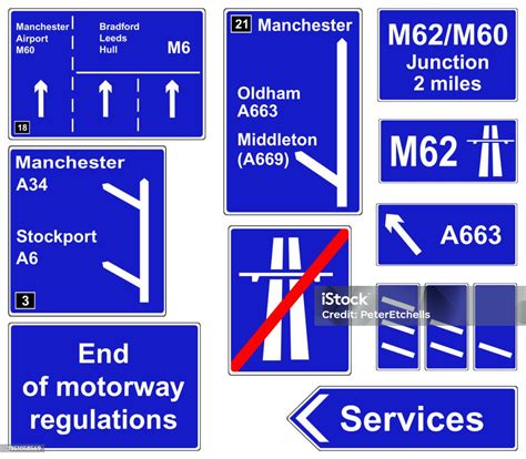 Motorway Signs Collage Stock Illustration - Download Image Now - Multiple Lane Highway, Sign, UK ...