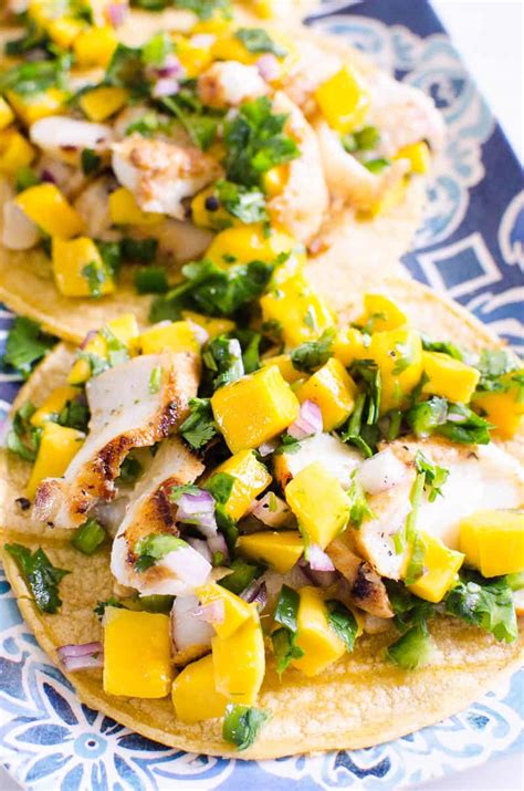 Grilled Fish Tacos with Mango Salsa - iFOODreal.com