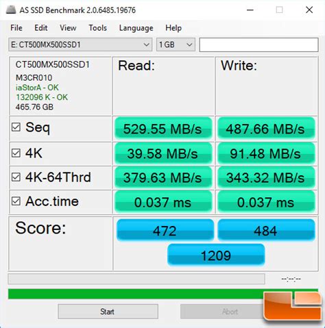 Crucial MX500 500GB and 1TB SATA SSD Reviews - Page 5 of 7 - Legit ReviewsAS SSD Benchmark