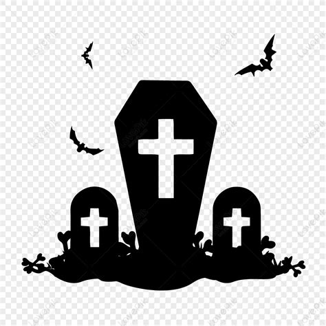 Halloween Grave Silhouette, Black And White, Horror, La Grave PNG Free ...