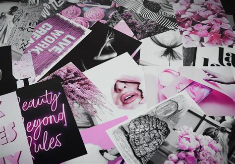 Black and White Pink Aesthetic Photo Collage Kit Fashion Dorm | Etsy