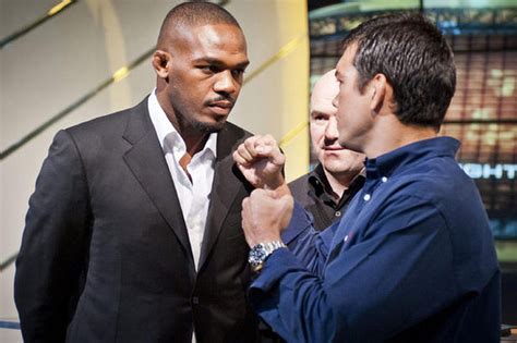 Jon Jones vs Lyoto Machida staredown pic from UFC 140 press conference ...