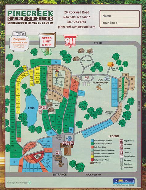 campground map for Pine Creek Campground in NY – Pinecreek Campground