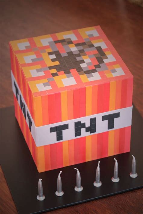 Minecraft TNT birthday cake (With images) | Minecraft, Birthday snacks ...