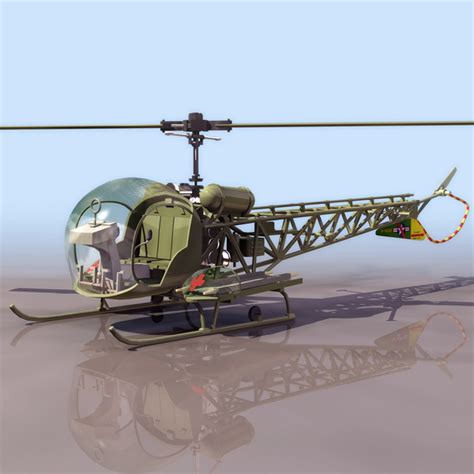 Bell H-13 Sioux observation helicopter 3d model 3DS files free download ...