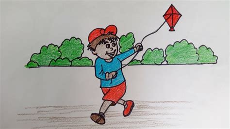 Cartoon Kite Drawing For Kids : Learn how to draw children flying kites ...