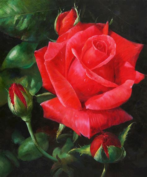 Red Rose Flower Painting