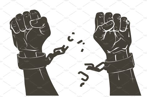 hands breaking steel shackles chain | People Illustrations ~ Creative Market