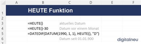 HEUTE Funktion in Excel: Aktuelles Datum einfach abrufen - Digitalneu