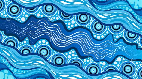 Aboriginal dot art blue river background - Download Graphics & Vectors