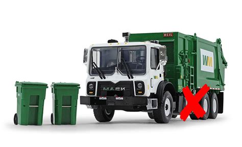 Toy Garbage Truck Wm Mack Side Loader And Bins - Home Alqu