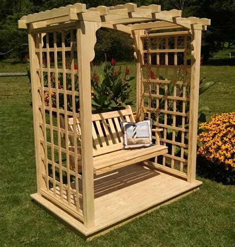 Backyard Arbor & Swing with Deck | Cedar Accents for Sale