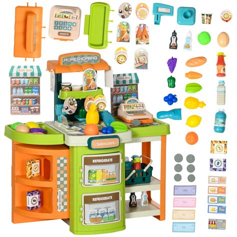 Qaba 58Pcs Grocery Store Pretend Play Kids Cash Register - Walmart.com