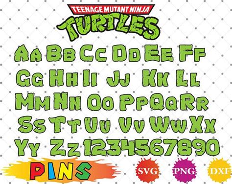 Teenage mutant ninja turtles font svg,dxf,png/Teenage mutant ninja turtles alphabet , letters ...