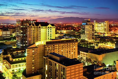 San Jose Skyline at Night Photo Photograph by Paul Velgos - Pixels