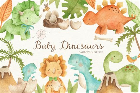 Clipart de acuarela de Baby Dinosaurs - Etsy México