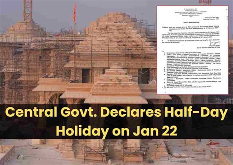 Ram Mandir Celebration: Central Govt. Declares Half-Day Holiday on Jan 22 - Stackumbrella.com