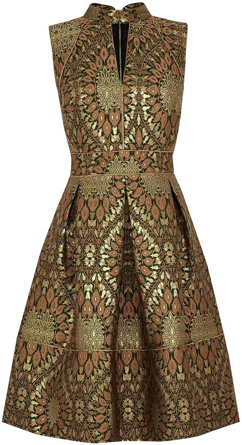 Oasis Bronze Artisan High Neck Jacquard Dress | Jacquard dress, Dresses, Bronze dress