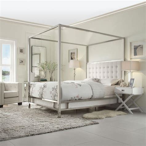 HomeSullivan Taraval White King Canopy Bed-40E739BK-1WLCPY - The Home Depot