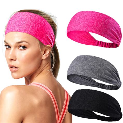 Elastic Sport Headband Fitness Sweatband Outdoor Basketball Wide Hair Bands Candy color Athletic ...